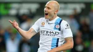 MELBOURNE, AUSTRALIA - MARCH 18:  Aaron Mooy of City celebrates after scoring a goal during the round 24 A-League match between Melbourne City and Brisbane Roar at AAMI Park on March 18, 2016 in Melbourne, Australia.  (Photo by Quinn Rooney/Getty Images)