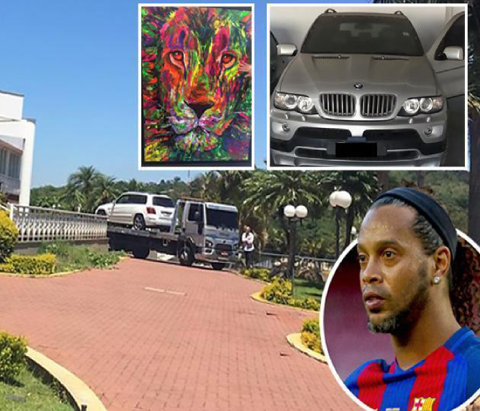 Police Raid Ronaldinho’s House, Seize His Luxury Cars And Artwork. Photos