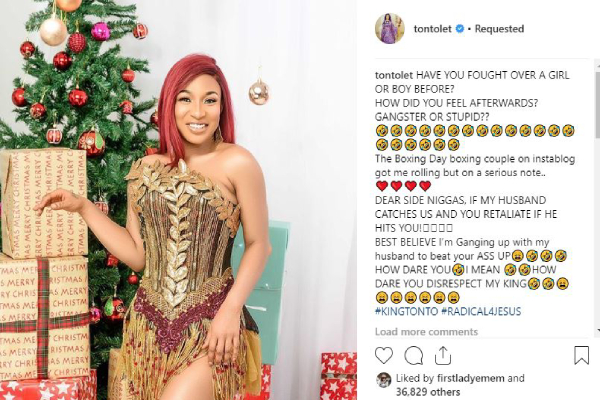 Actress, Tonto Dikeh shares her thoughts on the video of a husband beating his wife’s alleged lover. The incident took place at Burna Boy’s concert last night.