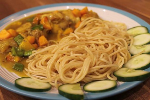 Spaghetti and Yaji Infused Chicken Curry