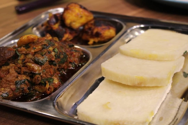 Make Your Yam Special, Add Mashed Plantain Balls And Vegetable Sauce