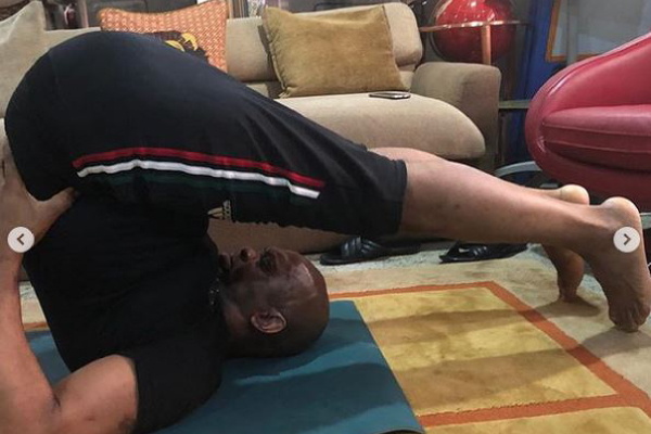 Tony Elumelu, 55, shows off his flexibility during Yoga session (Photos)