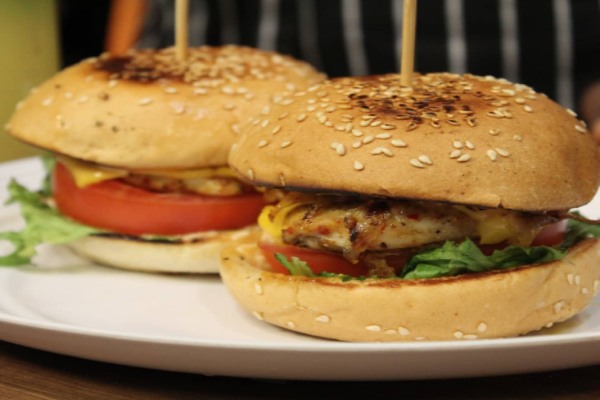Yaji Chicken Burger With Caramelized Onions