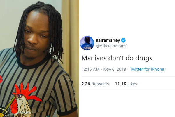 Naira Marley to fans-Marlians don’t do drugs