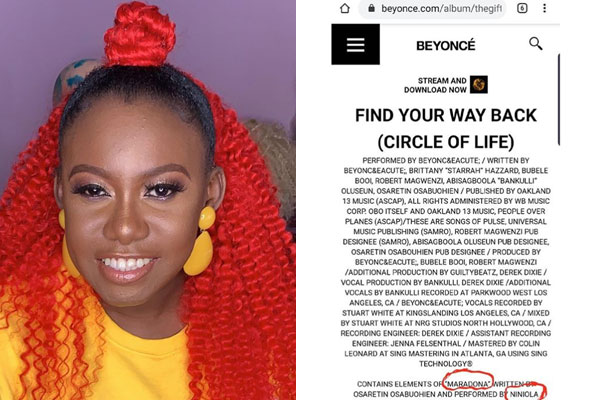 Niniola gets a pay cheque for her contribution in Beyonce's album, 'The Gift'
