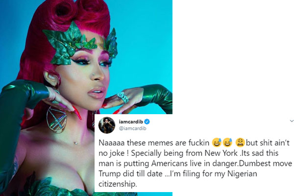 American female rapper, CardiB plans to get a Nigerian Citizenship