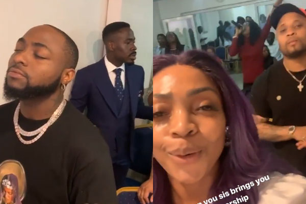 Davido trends on social media as videos of him, his sister and cousin Bred attending a bible study class emerge on the internet