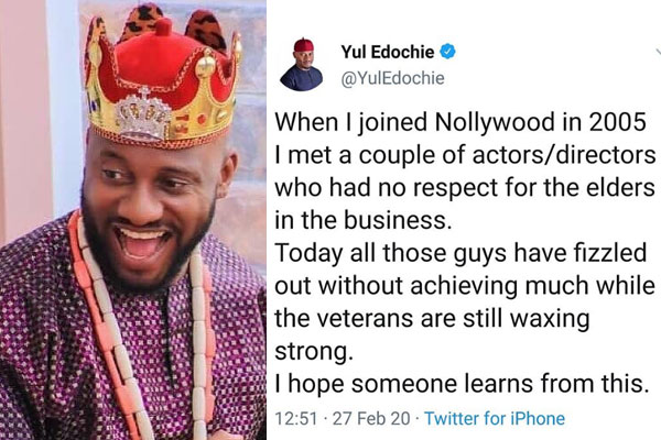 Yul Edochie weighs in on the importance of respect in the Nollywood industry