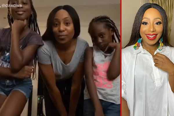Dakore Egbuson-Akande and little girls takes on the #imasavagechallenge
