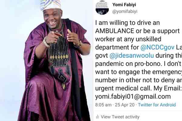 Yomi Fabiyi wants to offer unskilled support for NCDC