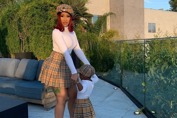 CardiB shares matching out fit with her little one