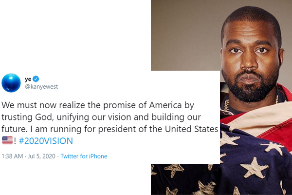 American rapper, Kanye West will be running for president of the United States