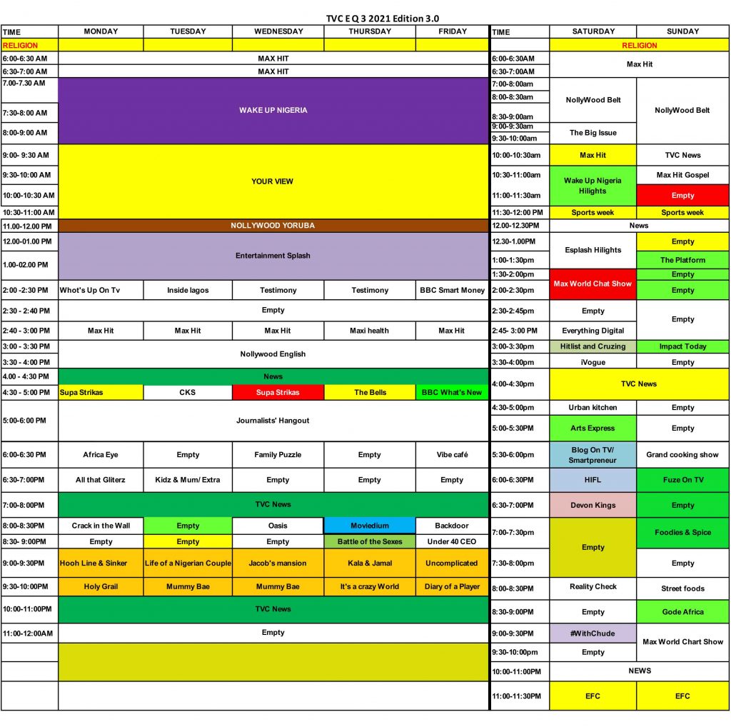 Schedule - PURE ENTERTAINMENT