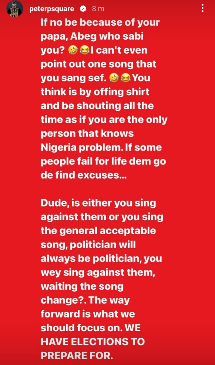 If Not For Your Father Who Knows You? - Peter Okoye Slams Seun Kuti