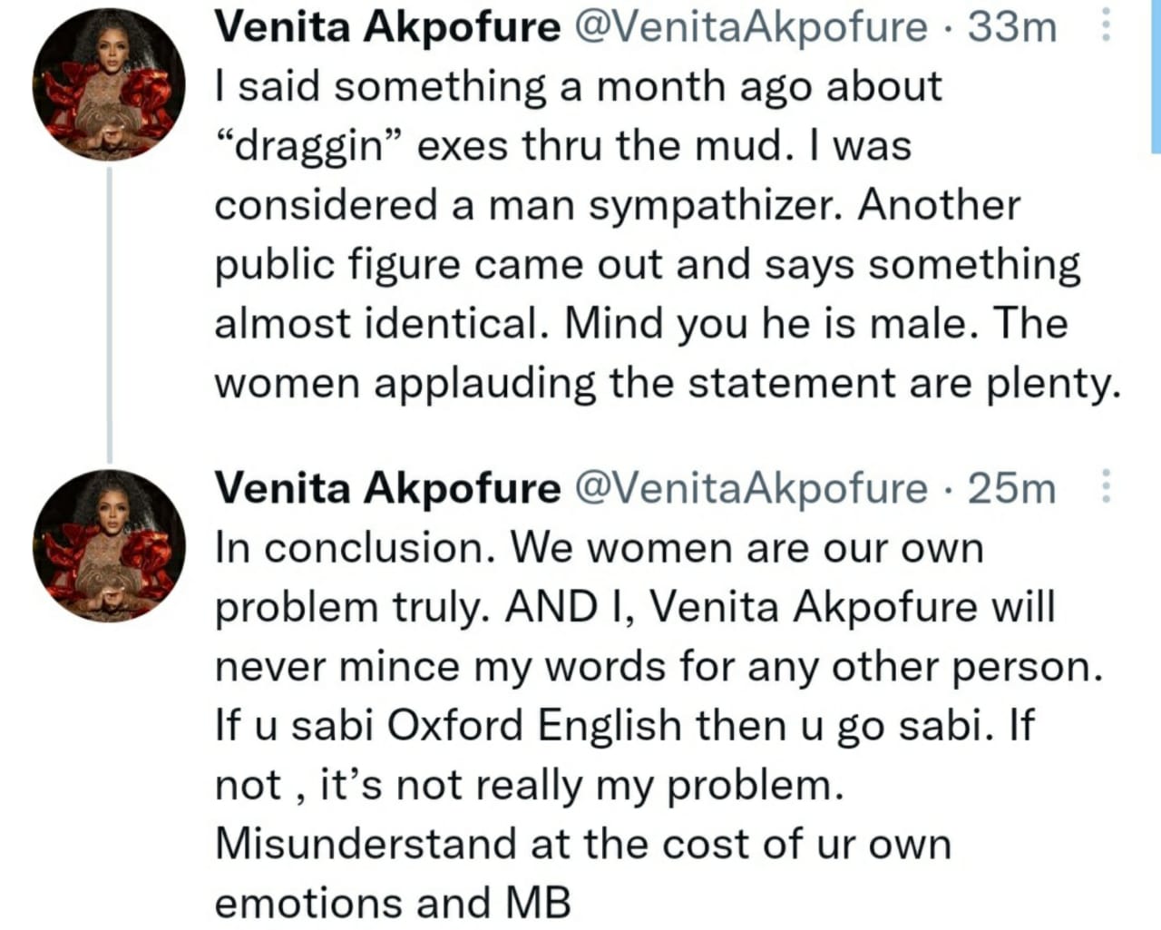 ‘We Women Are Our Problem Truly’- Venita Akpofure Tackles Hypocritical Women 