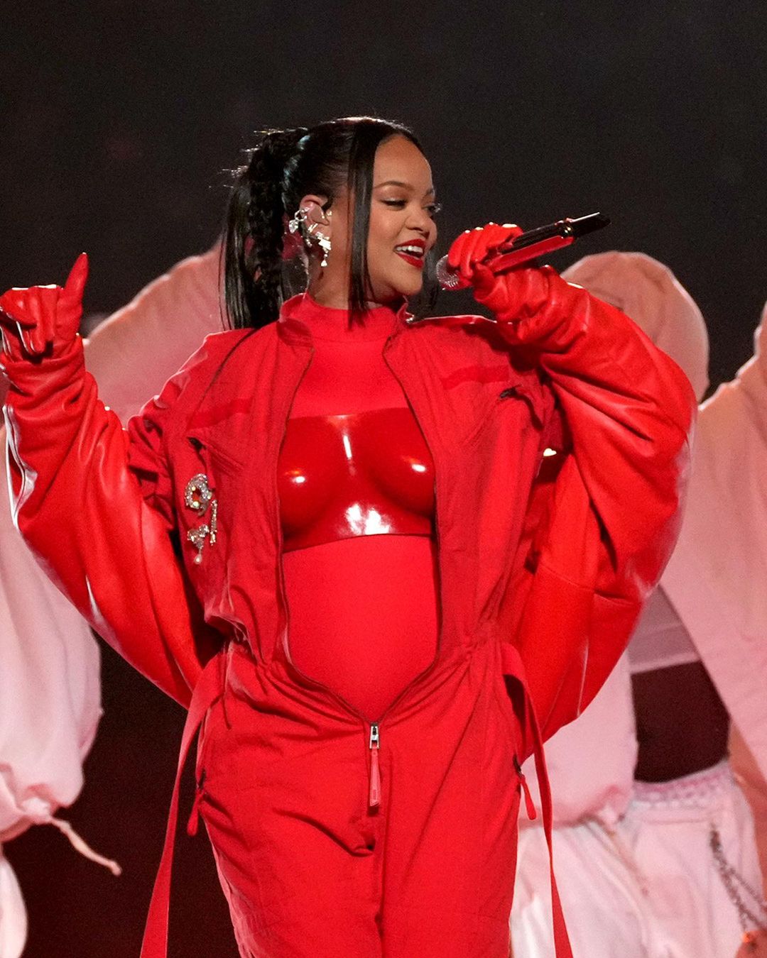 Rihanna Reveals Baby Bump During Super Bowl Halftime Performance