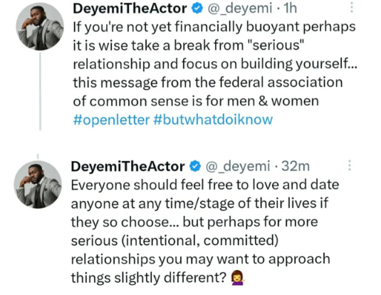 Actor Deyemi Okanlawon Has Advised Financially Deficient Men To Abstain From Relationships