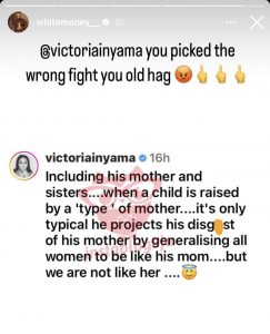 “You’re mad for putting my mum’s name in your mouth”- BBN Whitemoney knocks actress Inyama Victoria