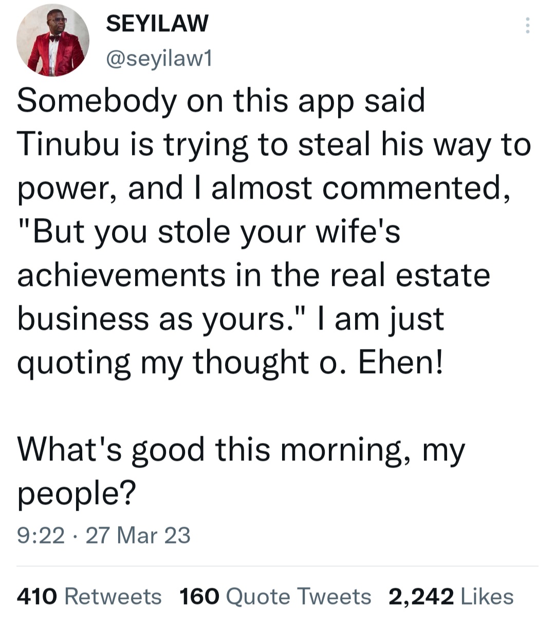 Twitter User Slams Seyi Law After The Comedian Shamed A Man For Claiming His Wife’s Achievement