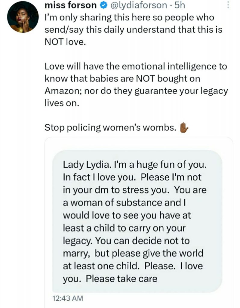 “This Is Not Love”- Ghanian Actress, Lydia Forson Reacts To Her Instagram DM