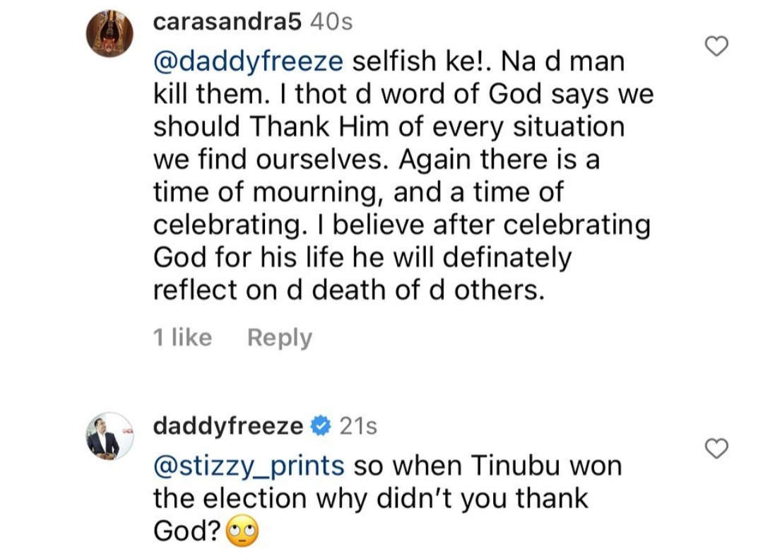 “Thanking God For Life Where People Have Died Is Selfish”- Daddy Freeze Speaks 