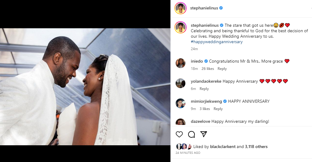 Actress Stephanie Okereke-Linus Celebrates 11th Year Wedding Anniversary With Husband Idahosa 