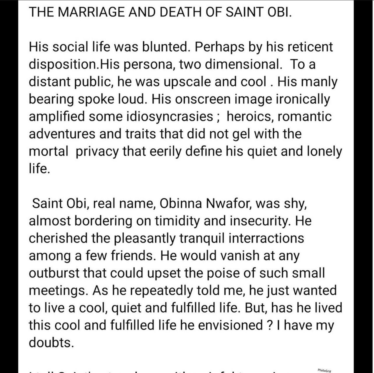 “Saint Obi’s Marriage Took Him Away From His Friends And Acting”- Movie Producer Zik Zulu 