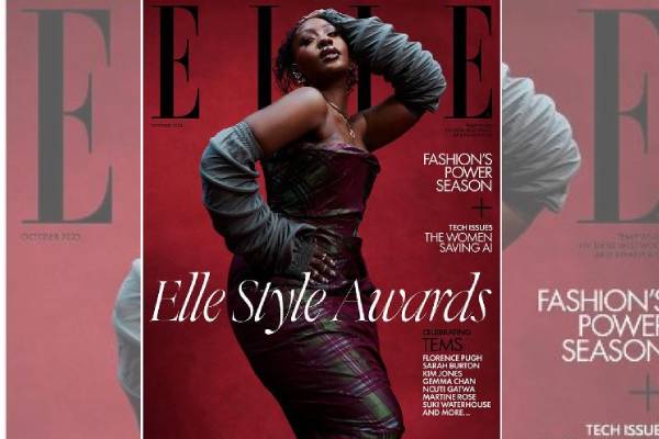 Tems unveils as one of 5 to appear on ELLE UK October Edition.